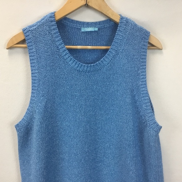J. Mclaughlin Blue Alto Knit Sleeveless Sweater Vest Preppy Costal - Picture 3 of 7
